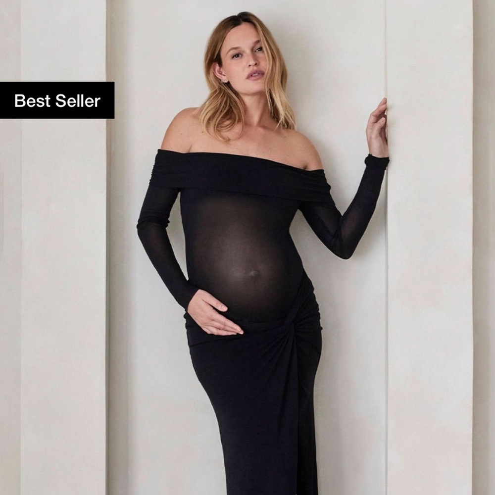 Bumpsuit mesh skirt and off the shoulder top set in black XS